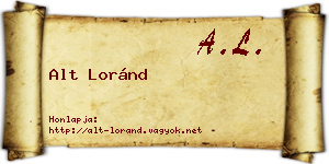 Alt Loránd névjegykártya